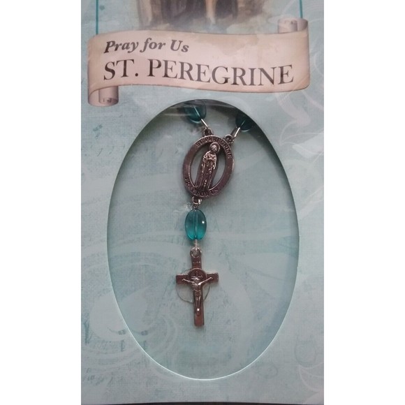 St Peregrine  Medal Pendant and  Crucifix with Medal on Chain - Picture 3 of 5